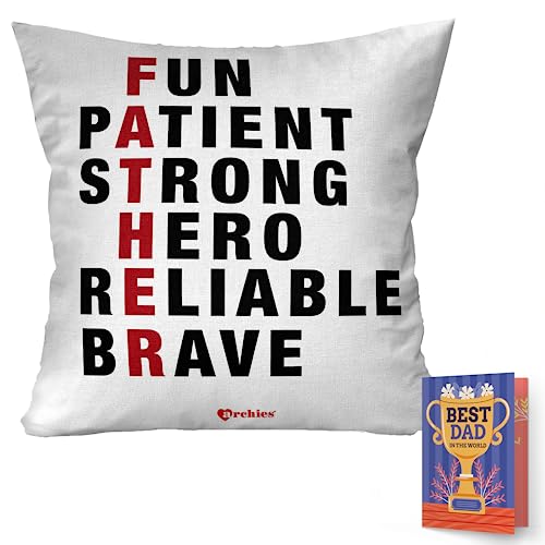 ARCHIES Gift for Fathers | Gifts for Father Cushion Cover 12x12x with Pillow Filler, Card Gift Set for Father, Dad, Papa | Father Day Giftting Idea FDC23CC-FPIL13 - Image 1