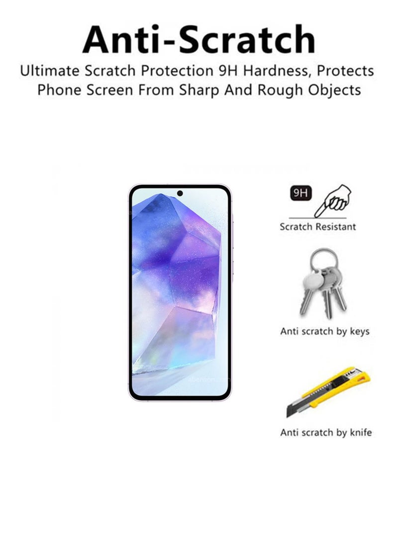 Waldic - Samsung Galaxy A55 5G Screen Protector | Tempered Glass Compatible with Samsung Galaxy A55 5G | Screen Protector Full HD Quality Tempered Glass Anti-Scratch Edge to Edge Coverage with Easy Installation Kit - Black - Image 1