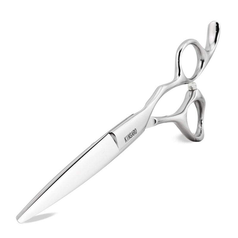 KINSARO Professional Hair Shears 6" Silvery Blind Hole Sharp Hair Cutting Scissors Haircut Barber Scissors Barber Shears Convex Edge 440C KINSARO for Hairdresser Barbershop or Home Use - Image 1