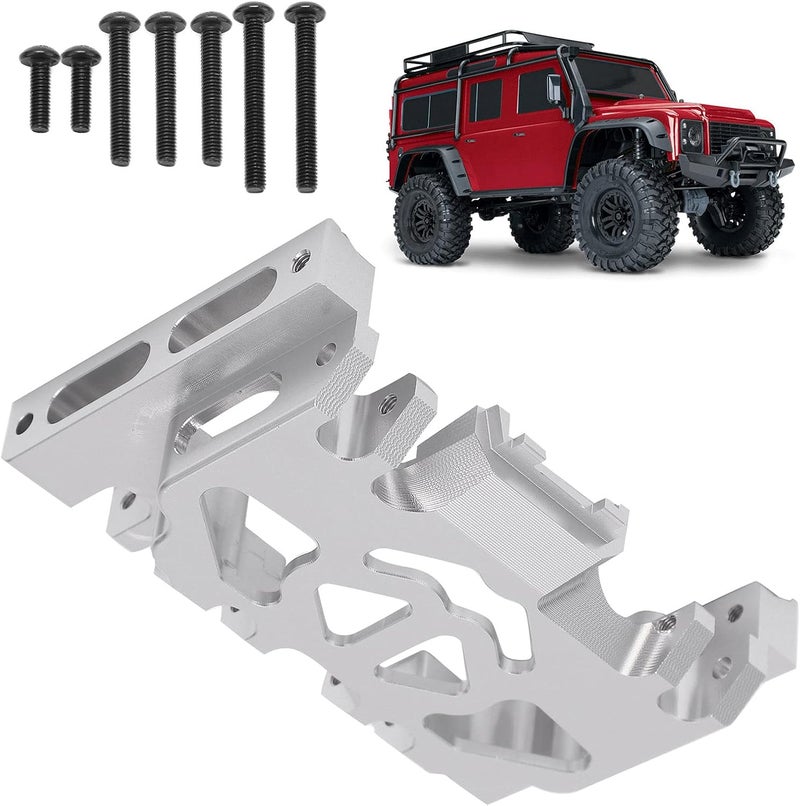 Aluminum Alloy Center Skid Plate, Gearbox Mount Gear Box Base Medium Mount Chassis Skid Plate Upgrade Parts for TRAXXAS 1/10 RC Crawler Car Accessories, Sliver - Image 1