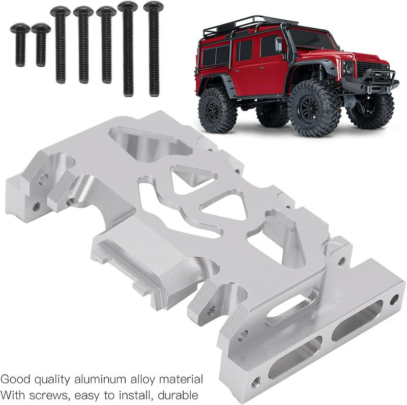 Aluminum Alloy Center Skid Plate, Gearbox Mount Gear Box Base Medium Mount Chassis Skid Plate Upgrade Parts for TRAXXAS 1/10 RC Crawler Car Accessories, Sliver - Image 3