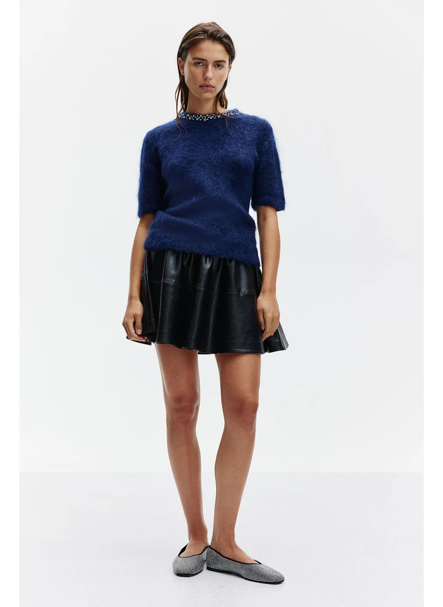 اتش اند ام Embellished Mohair-Blend Top