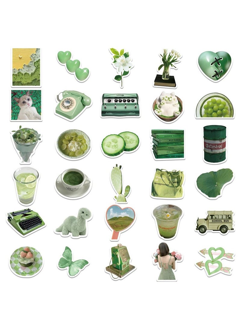 Mr. Penda 60Pcs Waterproof Korean Stickers for Books, Ledger, Water Cup, Ipad Phone Case Decoration, Aesthetic Minimalist Laptop Stickers (Green)  - Image 3