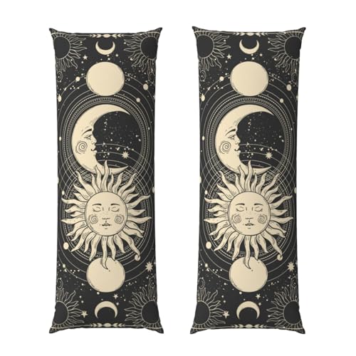 BEIANSHUO Vintage Sun Moon Stars Body Pillow Cover - Pillowcases 20"x54" with Hidden Zipper Closure Soft and Breathable - Image 2