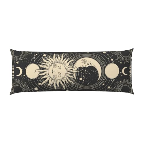 BEIANSHUO Vintage Sun Moon Stars Body Pillow Cover - Pillowcases 20"x54" with Hidden Zipper Closure Soft and Breathable - Image 1