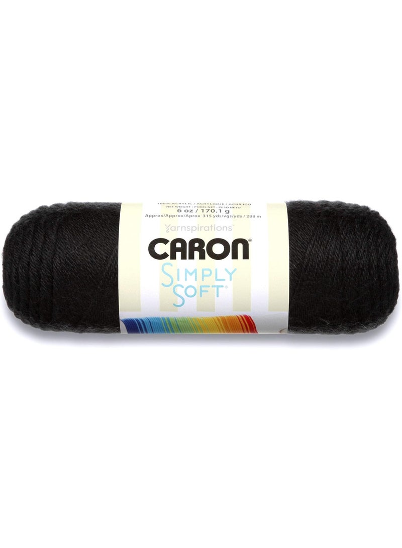 CARON Simply Soft Premium Acrylic Yarn – Black (170g/6oz) – Medium 4 Gauge – Soft, Lustrous Yarn for Knitting and Crochet - Image 1