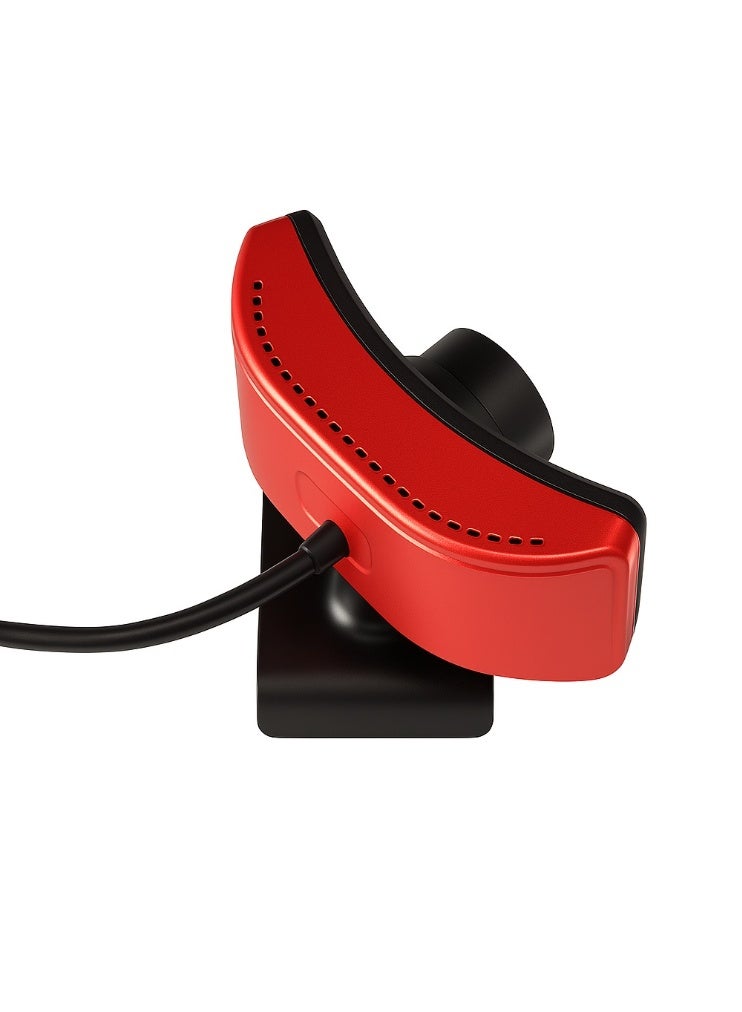 Professional 720P HD TV Webcam with Built-in Microphone and 80° Wide Viewing Angle - USB Plug & Play - Suitable for Live Streaming and Meetings - Red - Image 4
