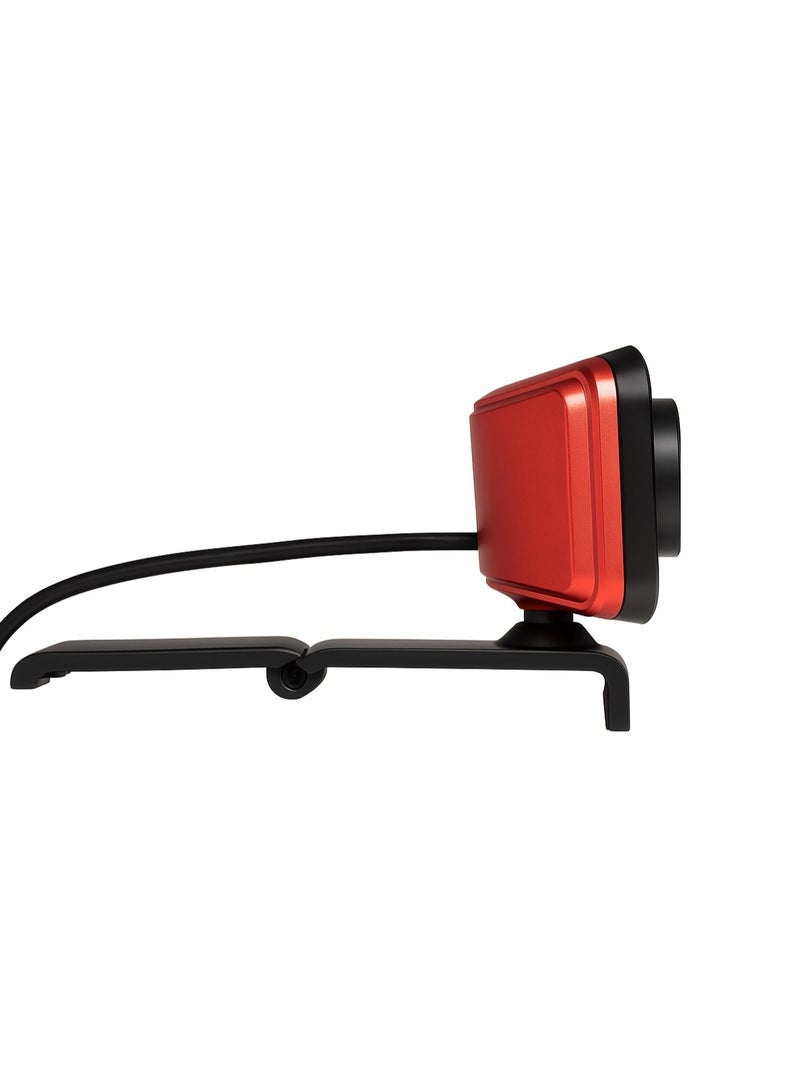 Professional 720P HD TV Webcam with Built-in Microphone and 80° Wide Viewing Angle - USB Plug & Play - Suitable for Live Streaming and Meetings - Red - Image 5