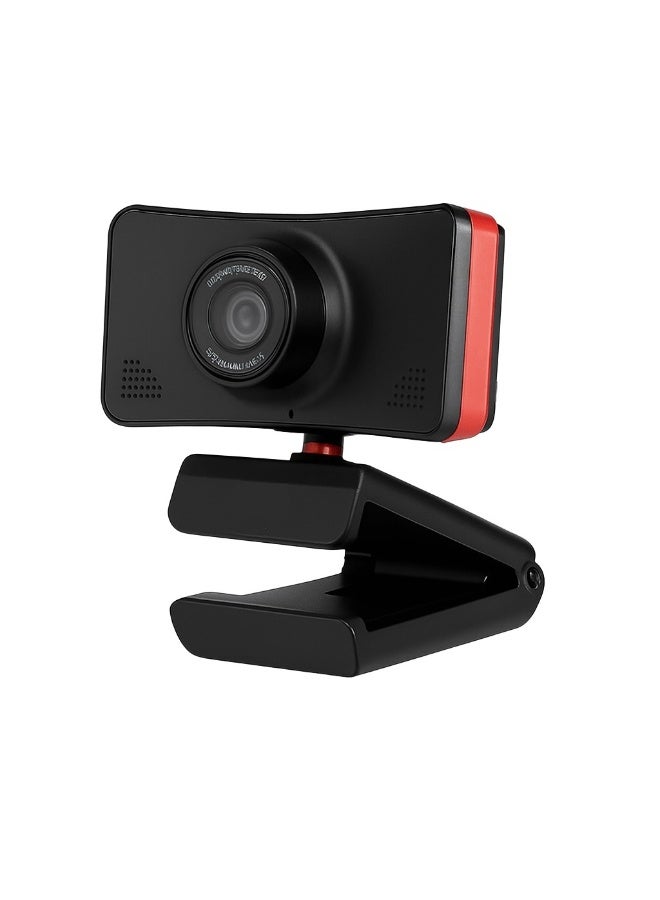 Professional 720P HD TV Webcam with Built-in Microphone and 80° Wide Viewing Angle - USB Plug & Play - Suitable for Live Streaming and Meetings - Red - Image 2