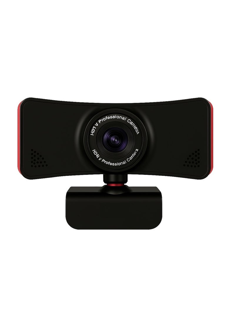 Professional 720P HD TV Webcam with Built-in Microphone and 80° Wide Viewing Angle - USB Plug & Play - Suitable for Live Streaming and Meetings - Red - Image 1