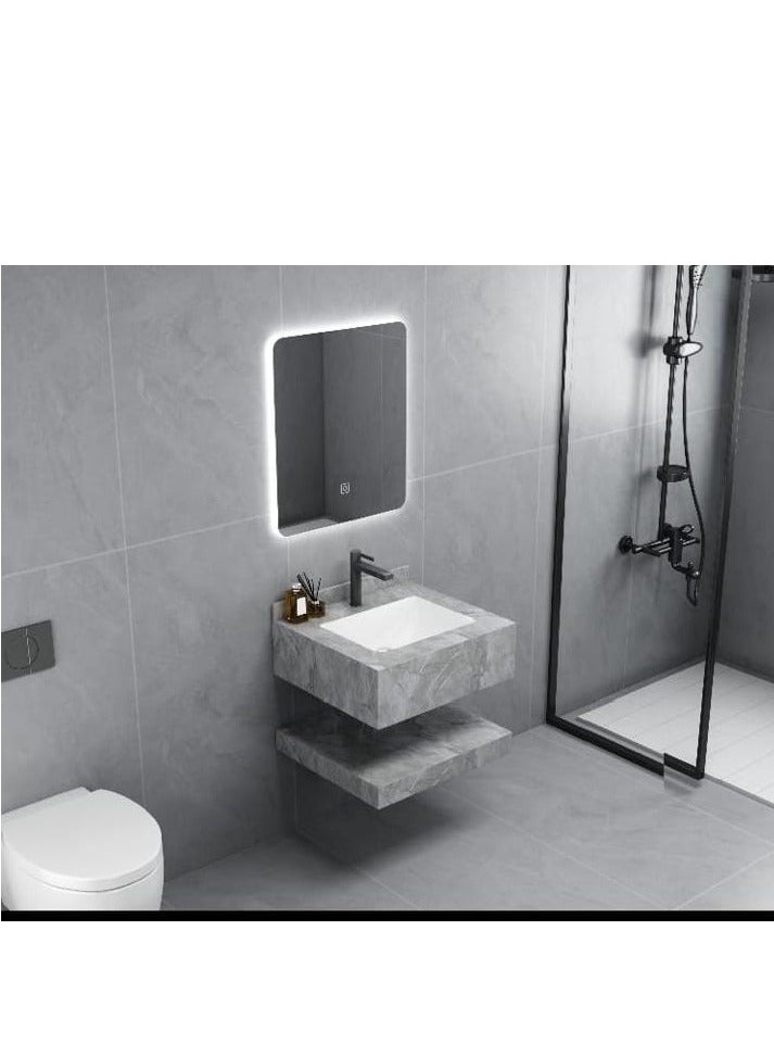 Shiny Grey marble sink with light - Image 1