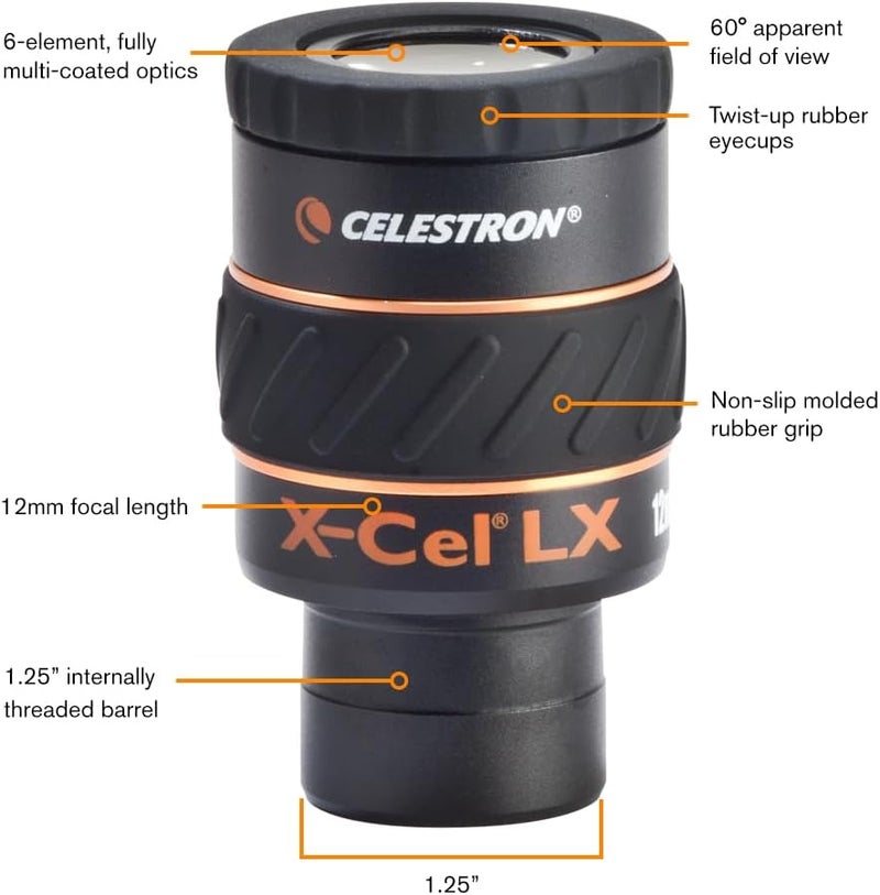 Celestron 93424 سلسلة X-Cel LX - عدسة عينية 1.25 بوصة، 12 مم - Image 1