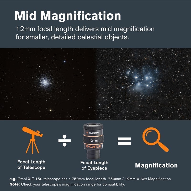 Celestron 93424 سلسلة X-Cel LX - عدسة عينية 1.25 بوصة، 12 مم - Image 3