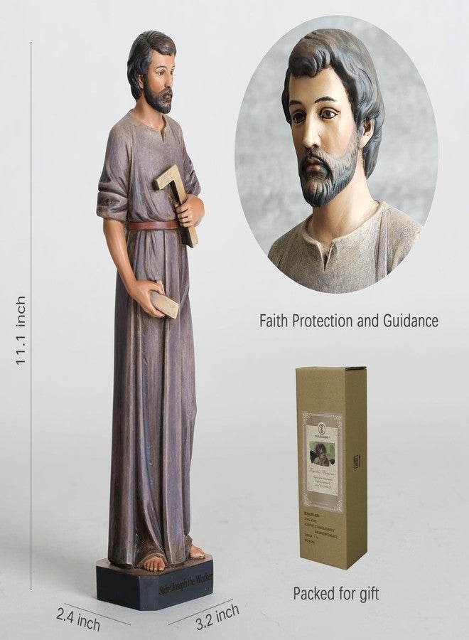 BC BUILDCLASSIC BC Catholic Saint Joseph Statue The Worker, 11" H Patron Saint of Families & Travelers Catholic Decor Indoor, Religious Gifts for Labour Days Hand Painted by Buildclassic - Image 3