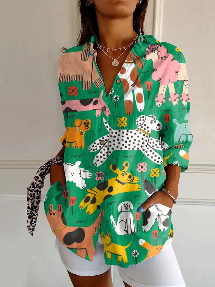 2025 New Womens Shirt Summer European and American Trend Half Sleeve Shirt Printed 3D Shirt YK1865-MU
