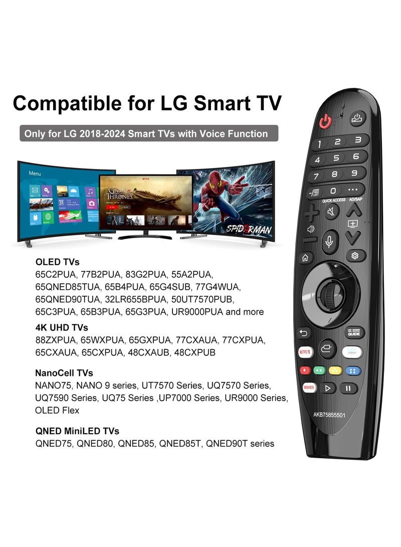 Replacement Remote for LG MR20GA Magic Remote Control | Universal Smart TV Remote with Voice Search & Air Mouse Function – Compatible with LG Smart TVs (2018–2024 Models) – Easy Pairing, Motion Control, Ergonomic Design - Long Battery Life