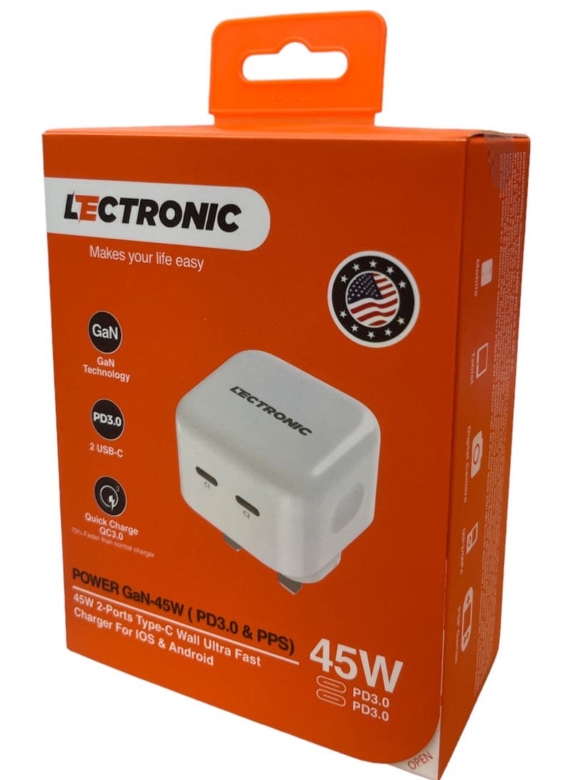 شاحن جداري 45 واط مع منفذي USB-C