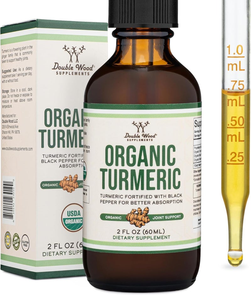 Double Wood Supplements Turmeric Curcumin With Black Pepper Drops Organic Turmeric Supplement Drops 1,180Mg 2Fl Oz, 60 Servings (with Black Pepper Seeds, Ginger, Rosemary And Sa - Image 1