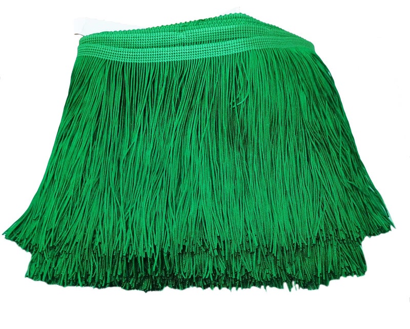 Lauthen.S 10 Yards Of 6"" Chainette Fringe Trim Tassel Sewing Trim For Diy Craft Latin Dress Lamp Shade Decoration Green - Image 1