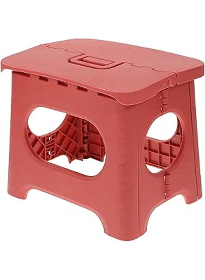 Retro Red Folding Stool Portable Plastic Seat With Handle For Outdoor Fishing Travel - Image 1