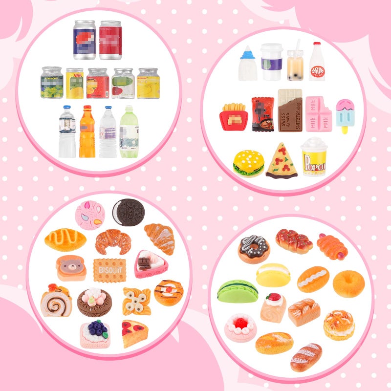 kapeiluo 50Pcs Miniature Food Drinks Bottle Soda Pop Cans, Pretend Play Mini Kitchen Game Party Accessories Toys Hamburg Cake Ice Cream for 1/12 Doll House - Image 5