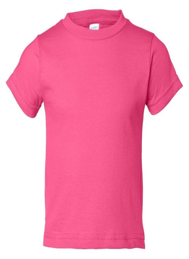 RABBIT SKINS Infant Comfort Ribbed Crewneck Jersey T-Shirt, HOT Pink, 24 Months
