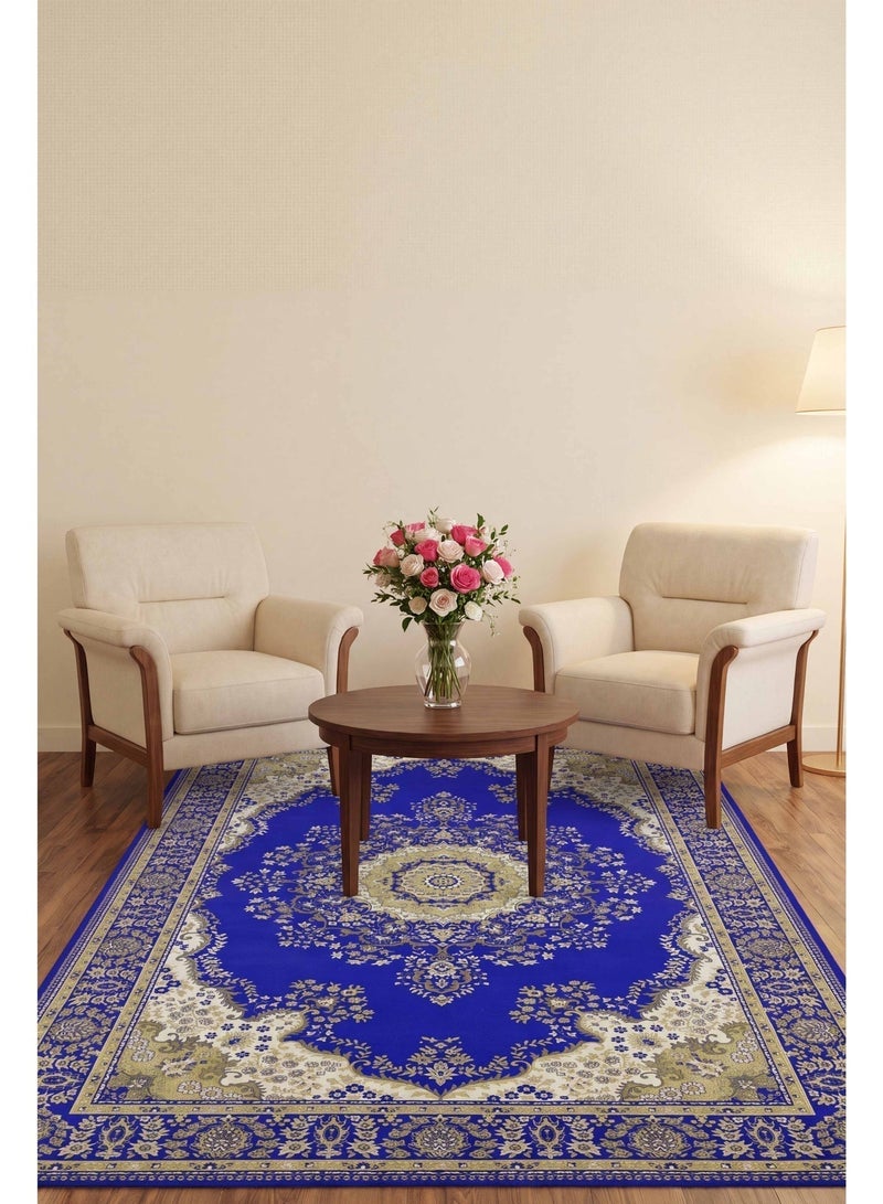 Alkaffary Bashayer Area Rug Navy Blue, Anti-Slip Living Room and Majlis Carpet, Safe for Kids and Pets, High-Quality Easy to Maintain, Sleek Modern Design - Image 2