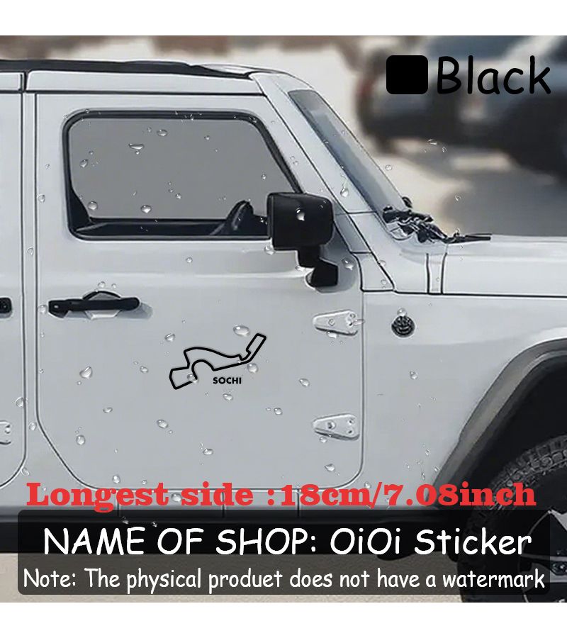 Black Creative Sochi Track Vinyl Sticker 1pc Waterproof Car Decal - Image 4