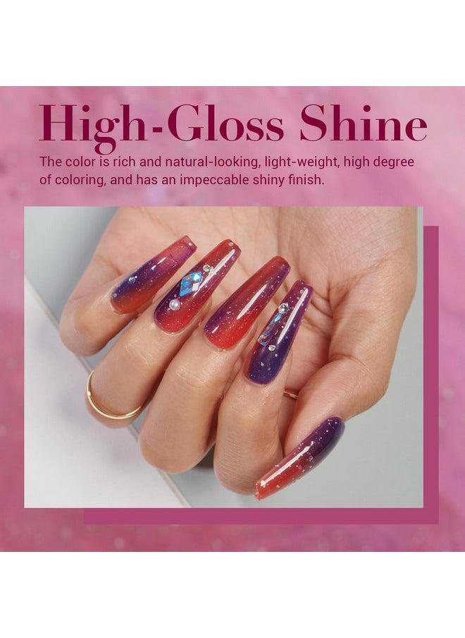 AZUREBEAUTY Color Changing Dip Powder Nail Kit Starter Summer Glitter Pink Blue Purple Orange Mood Temperature Change Dipping Powder Liquid Set With Base Top Coat Activator For Home Manicure Gift  - Image 3