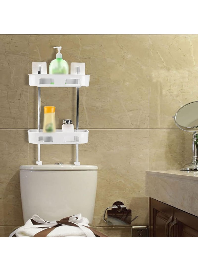 Generic Bathroom rack Double Layers Toilet Bathroom Shelf Storage Rack Wall Mounted Shower Shelf Soap Shampoo Tissue Towels Holder Washroom Organizer  - Image 2