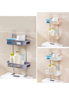 Generic Bathroom rack Double Layers Toilet Bathroom Shelf Storage Rack Wall Mounted Shower Shelf Soap Shampoo Tissue Towels Holder Washroom Organizer  - Image 3