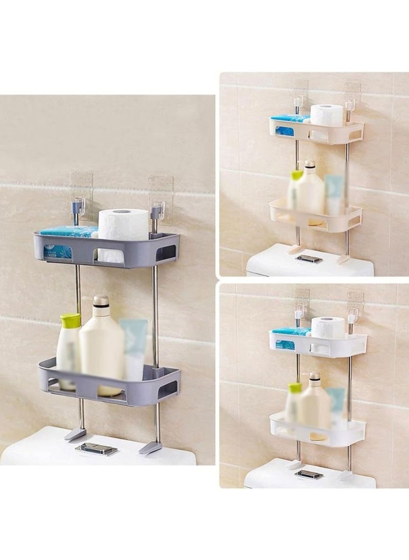 Generic Bathroom rack Double Layers Toilet Bathroom Shelf Storage Rack Wall Mounted Shower Shelf Soap Shampoo Tissue Towels Holder Washroom Organizer  - Image 3