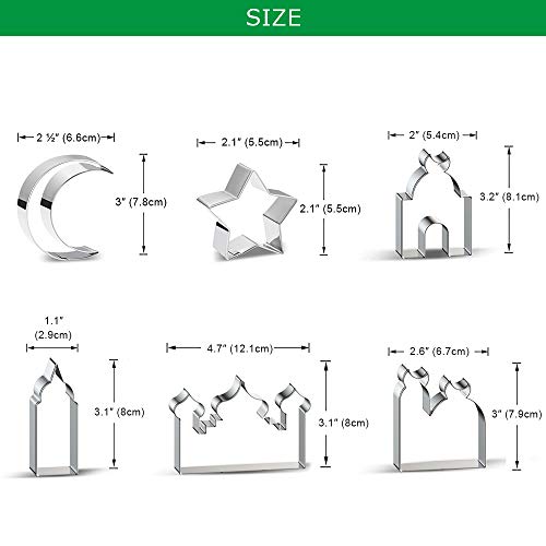 Aprildecember Ramadan Decoration Cookie Cutters Set - 6 Pcs, Eid Fondant Cake Baking Tools, Ramadan Party Decorations - Image 4
