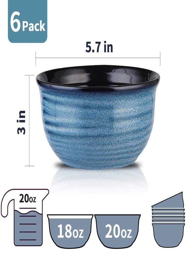 Hasense Cereal Bowl Set of 6, 20 Ounces Ceramic Soup Bowls Set for Kitchen, Suit for Cereal Soup Rice Pasta Salad Oatmeal, Microwave and Dishwasher Safe(Blue) - Image 5