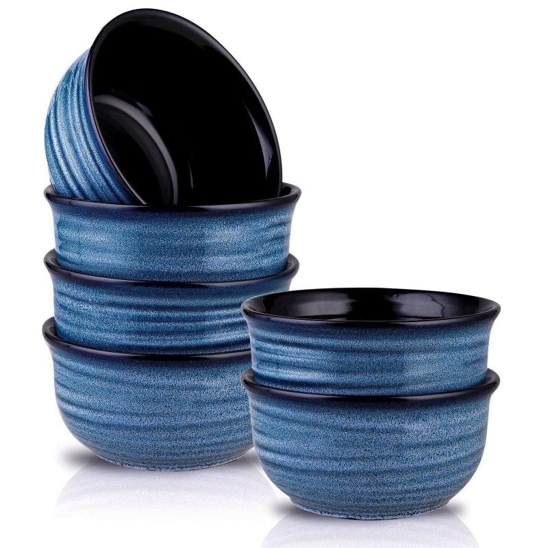 Hasense Cereal Bowl Set of 6, 20 Ounces Ceramic Soup Bowls Set for Kitchen, Suit for Cereal Soup Rice Pasta Salad Oatmeal, Microwave and Dishwasher Safe(Blue) - Image 1