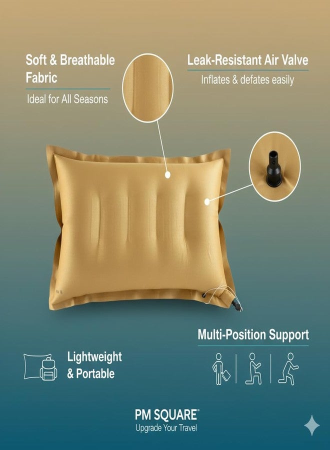 PM SQUARE Inflatable Premium Brown Air Pillow for Travelling, Camping, Hostel and Office - Image 3
