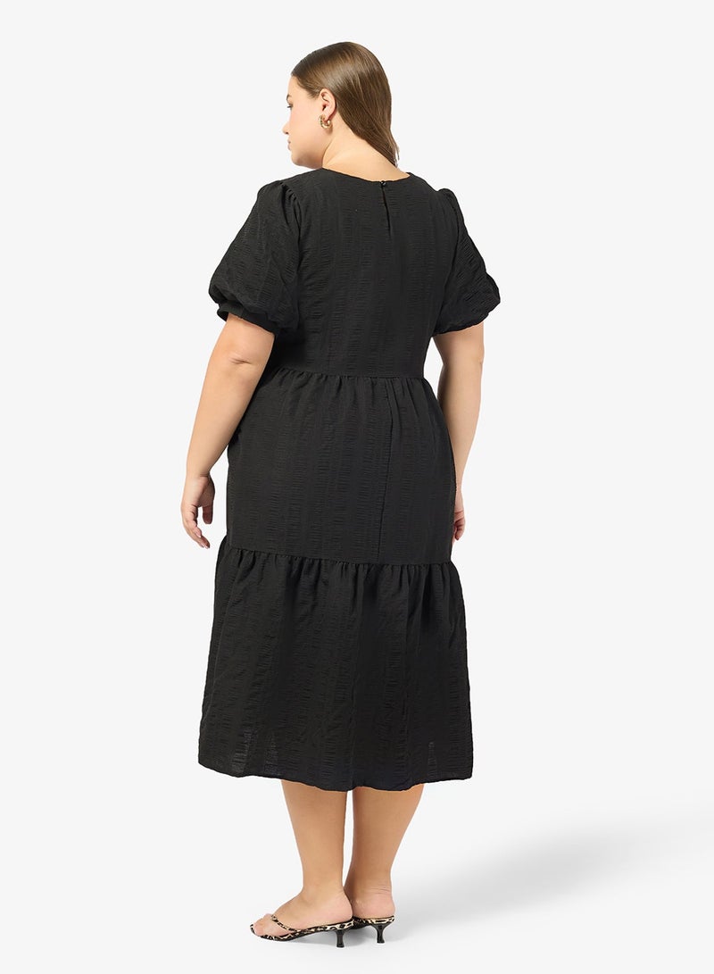 Ginger Plus Puff Sleeves Tiered A Line Dress - Image 5
