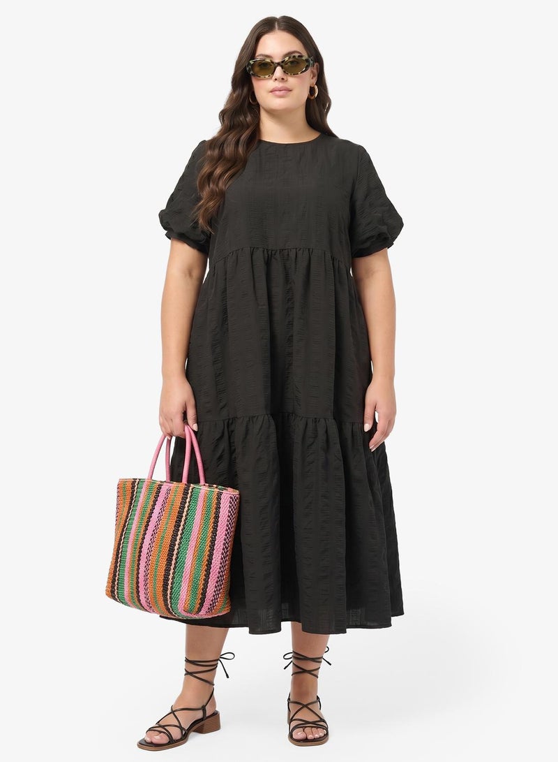 Ginger Plus Puff Sleeves Tiered A Line Dress - Image 4