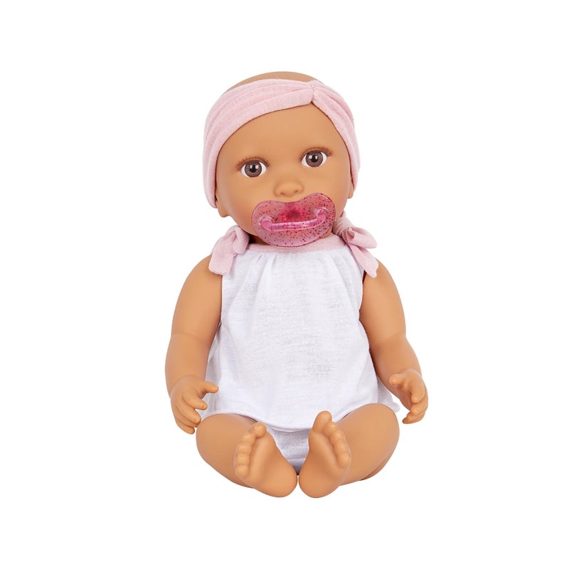 لولا بيبي دمية طفل 14بوصة مع بيجامة بيضاء وعصابة رأس وردية - LBY7218Z - Image 1