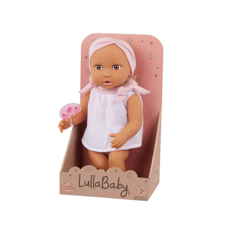 لولا بيبي دمية طفل 14بوصة مع بيجامة بيضاء وعصابة رأس وردية - LBY7218Z - Image 4