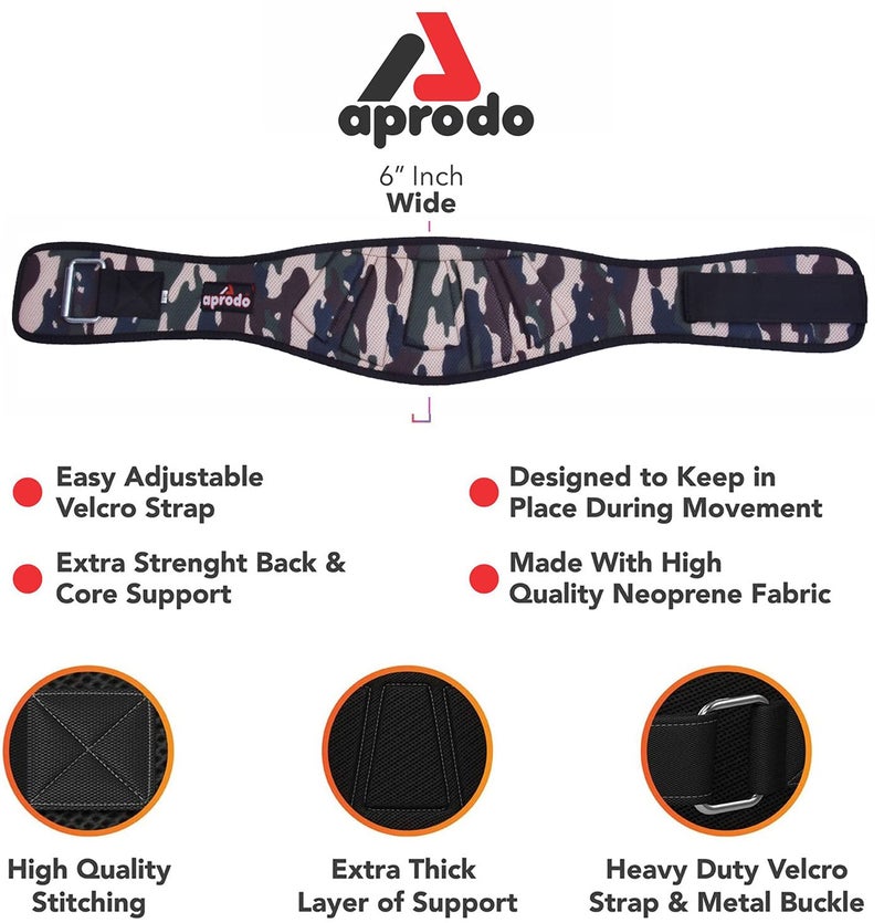 APRODO Power Guidance Nylon Weightlifting Belt Lumbar Waist Support Trainer Protector Belts for Weight Lifting Fitness Sport Gym (Camouflage, Large) - Image 4
