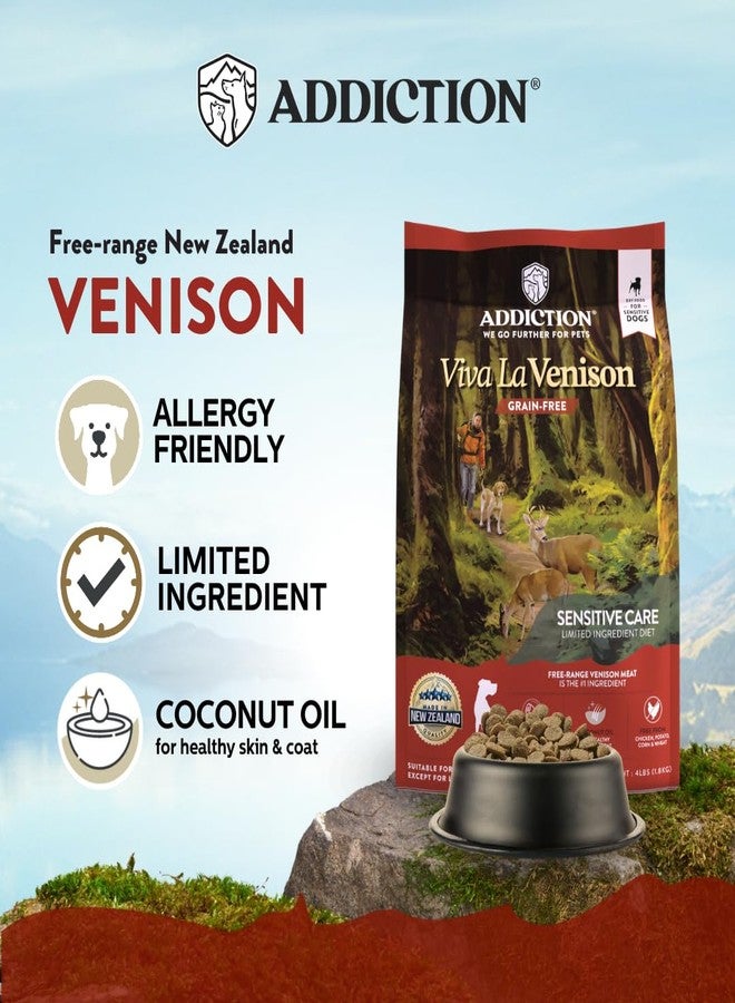 Addiction Viva La Venison Dog Food - Grain-Free Dry Dog Food with Novel Protein & Prebiotics, No Chicken, Beef, or Turkey - Ideal for All Dogs & Puppies - Made in New Zealand 4lb - (2 Packs) - Image 2