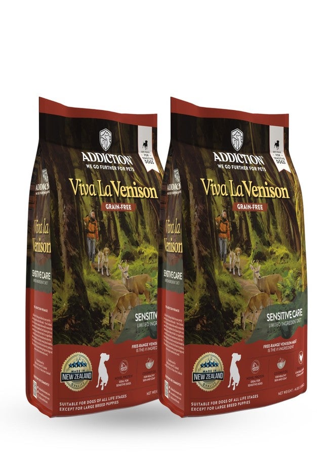 Addiction Viva La Venison Dog Food - Grain-Free Dry Dog Food with Novel Protein & Prebiotics, No Chicken, Beef, or Turkey - Ideal for All Dogs & Puppies - Made in New Zealand 4lb - (2 Packs) - Image 1