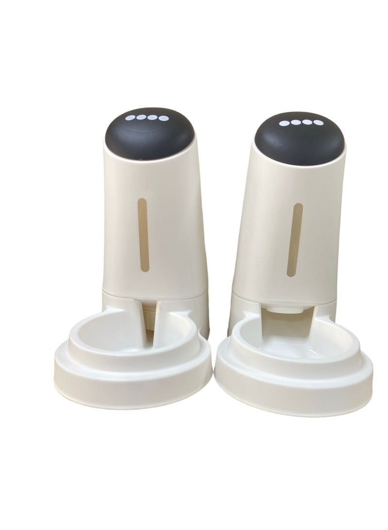 HAPPY PUSS Pet water dispenser and feeder.  Feed gravity type, pack of 2; Self-Dispensing gravity pet drinker and feeder. For cats and dogs. white color. - Image 2