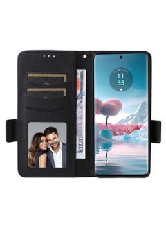 CoomBe Leather Flip Phone Case Cover for Motorola Edge 40 Neo 5G with Stand Function Black  - Image 4
