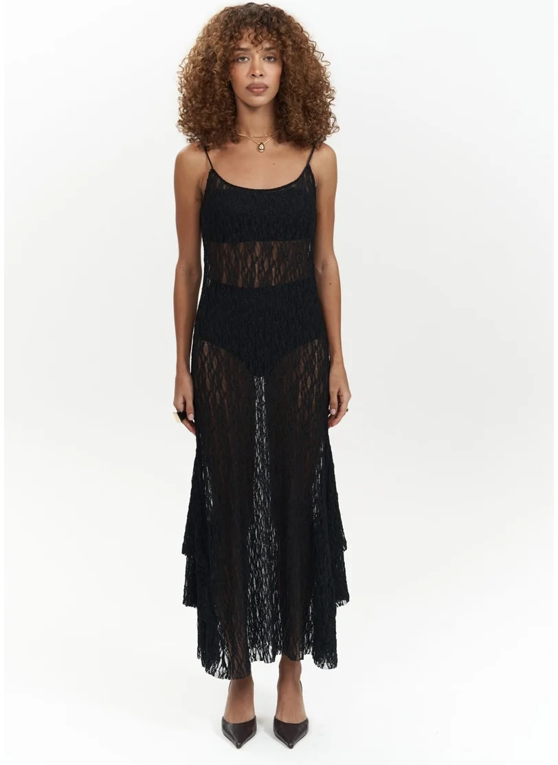 Mai Collection Laced Black Long Dress