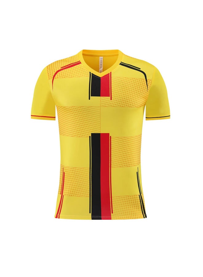 2025 Adult Children Primary School Students Football Jersey Professional Breathable Sweat Absorbing Training Competition Short Sleeve Quick-drying Yellow