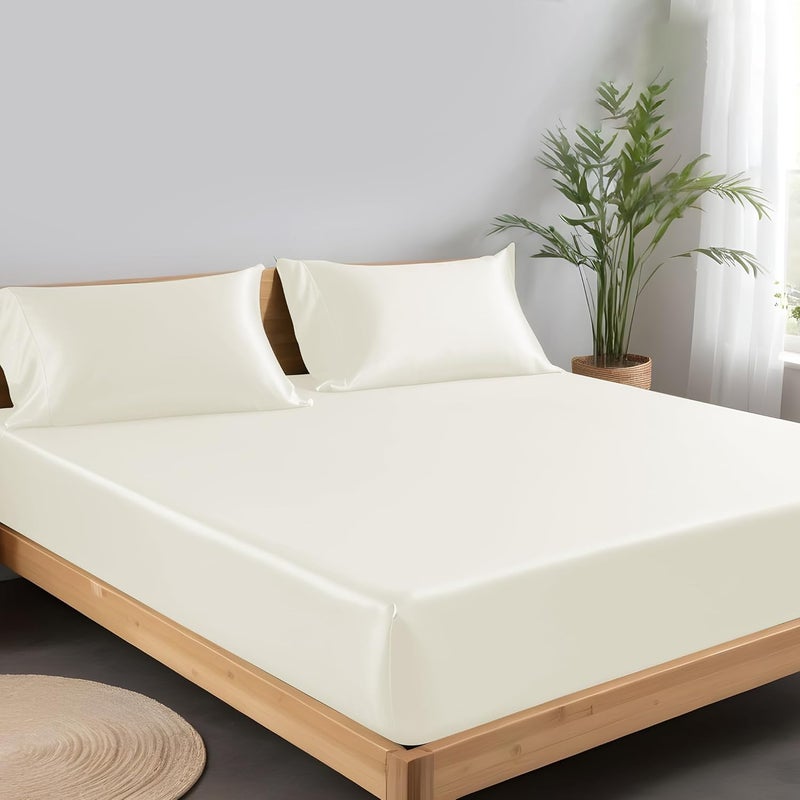 لينينوالاس شرشف ملكي مقاس 150x200 سم، 100% حرير خيزران عضوي لسرير حجم كينغ، جيب عميق يصل إلى 40 سم، ناعم، مبرد، هيبوالرجينيك (أسود نفاث) - Image 2