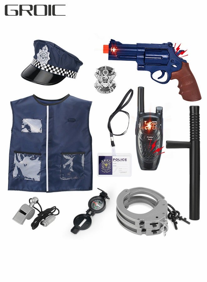 GROIC Police Costume Toys With Clothes Hat Handcuffs Baton For Kids Dress Up & Pretend Play - Image 1