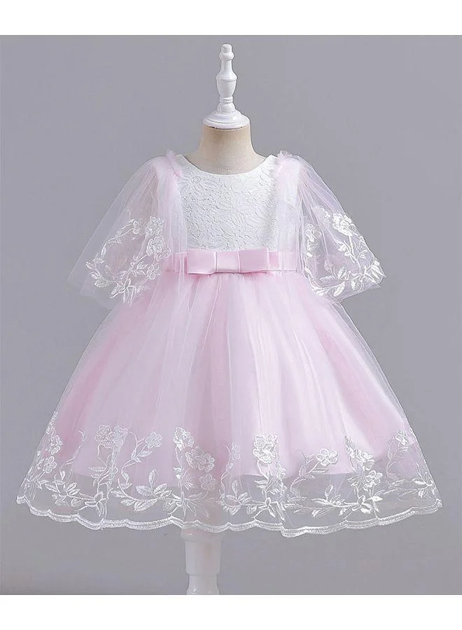 Mark & Mia Mark & Mia Floral Embroidered Half Sleeves Dress - Pink